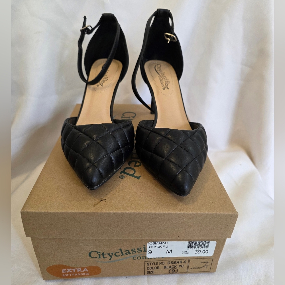 Cityclassified - Osmar Black Quilted Women's Pumps - Size 9 Womens - Brand New